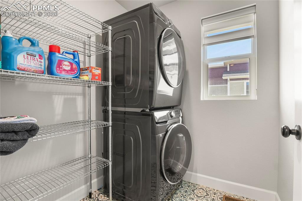 Convenient upper level laundry room