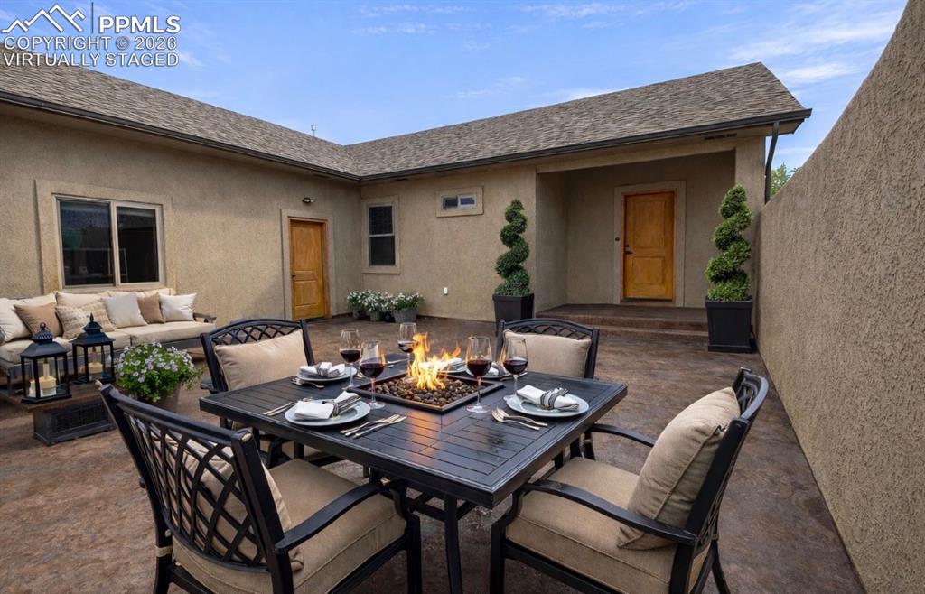 Virtually staged front patio