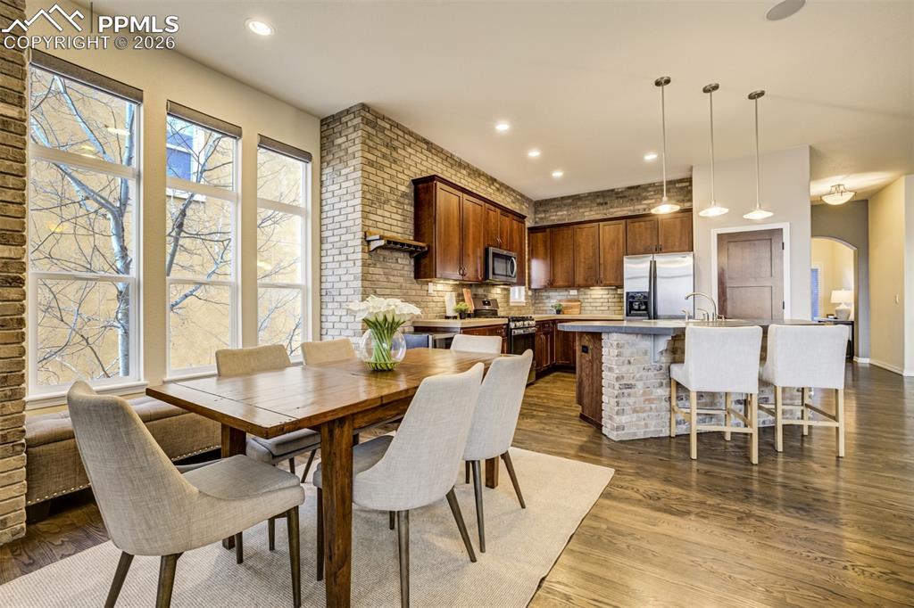 Dining area off kitchen and living room 