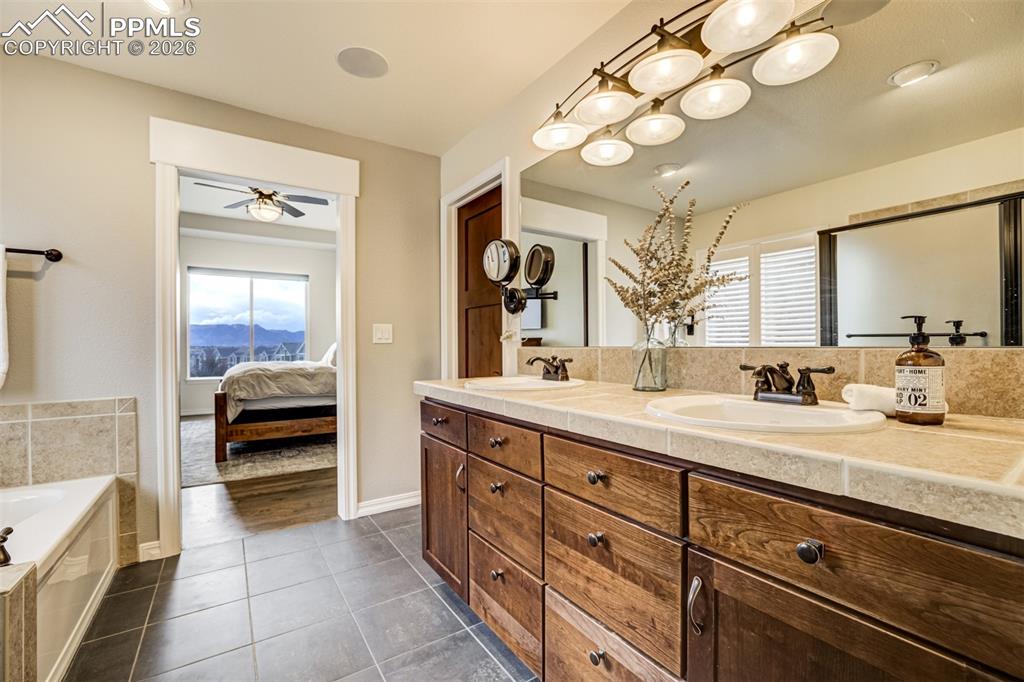 Lots of natural light flows into the primary bathroom