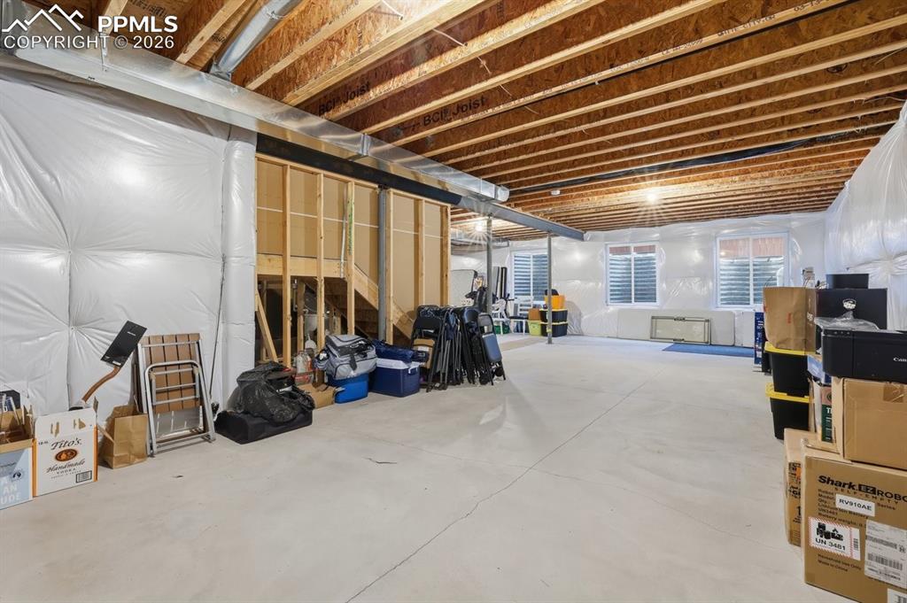 9 foot ceilings, pre-plumbed for future bathroom