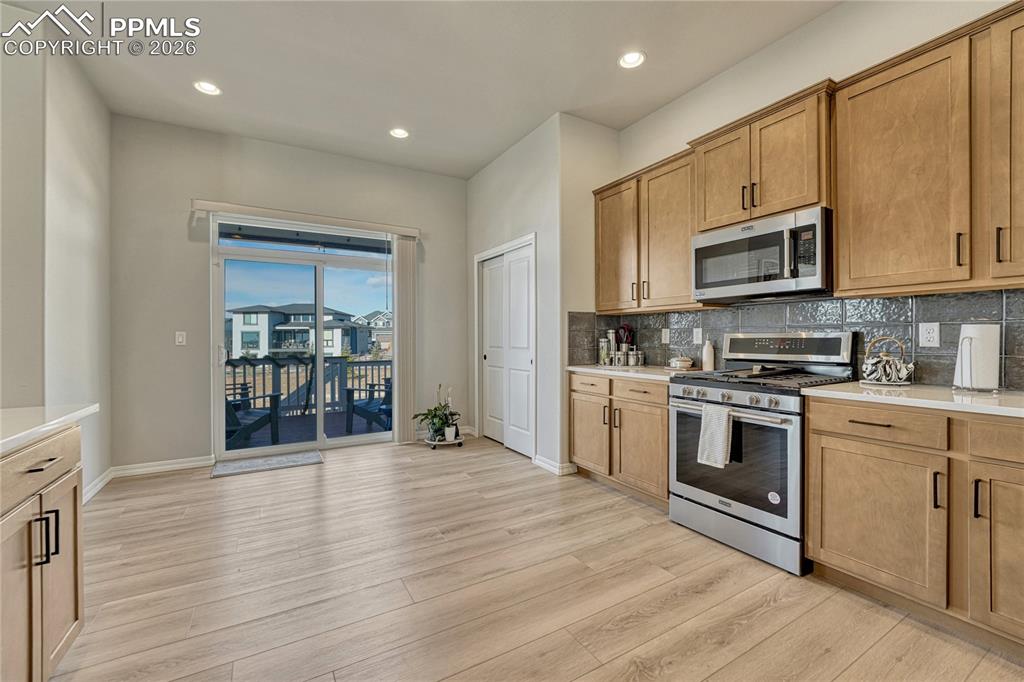 Pantry space next to walk out sliders