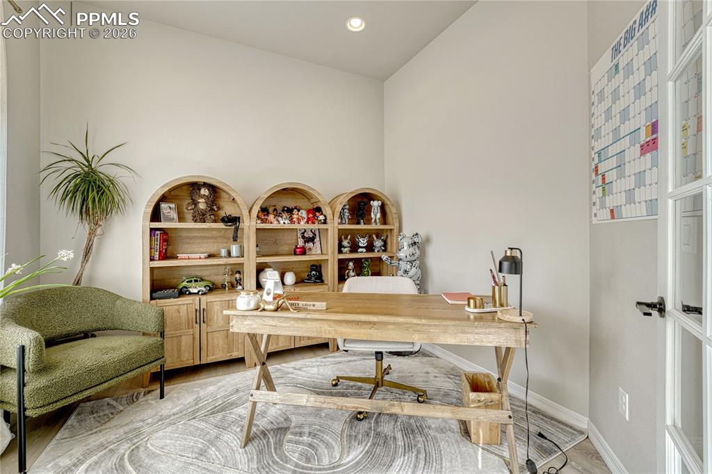 Office has glass doors for privacy