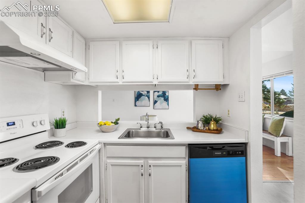 Appliances include a brand new dishwasher, electric range oven, vent hood, and refrigerator.