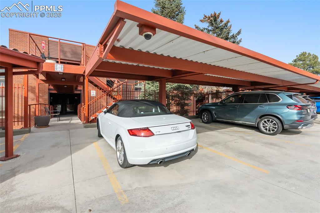 Gated, covered parking with zero entry to condo 