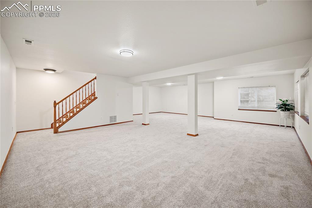 Huge finihsed basement space with endless possibilities. 