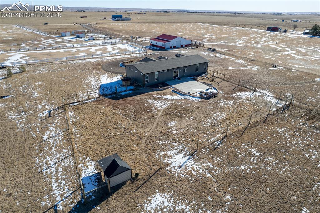 Aerial view of sparsely populated area