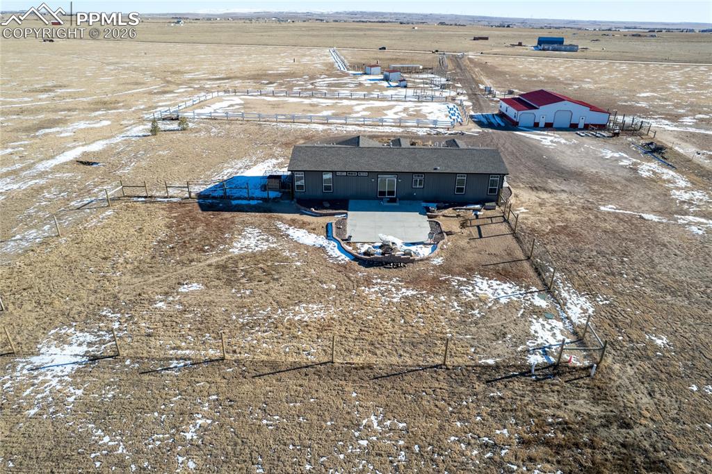 Aerial view of sparsely populated area