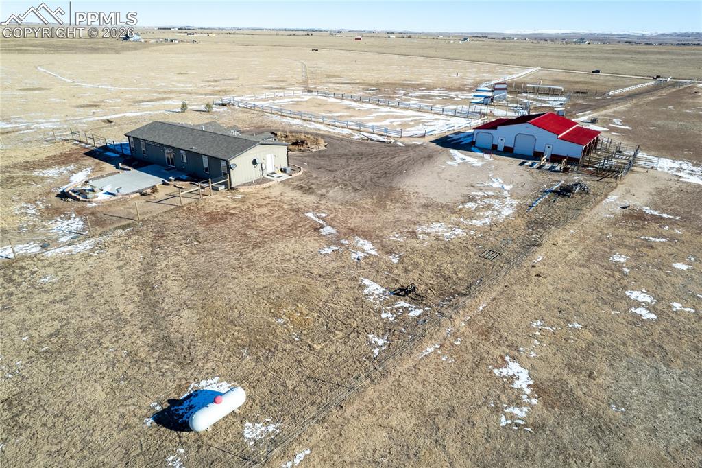Overview of rural landscape featuring a desert landscape