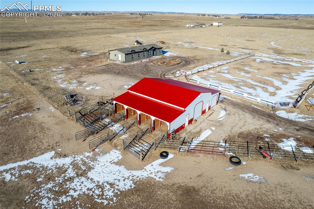 Aerial view of sparsely populated area