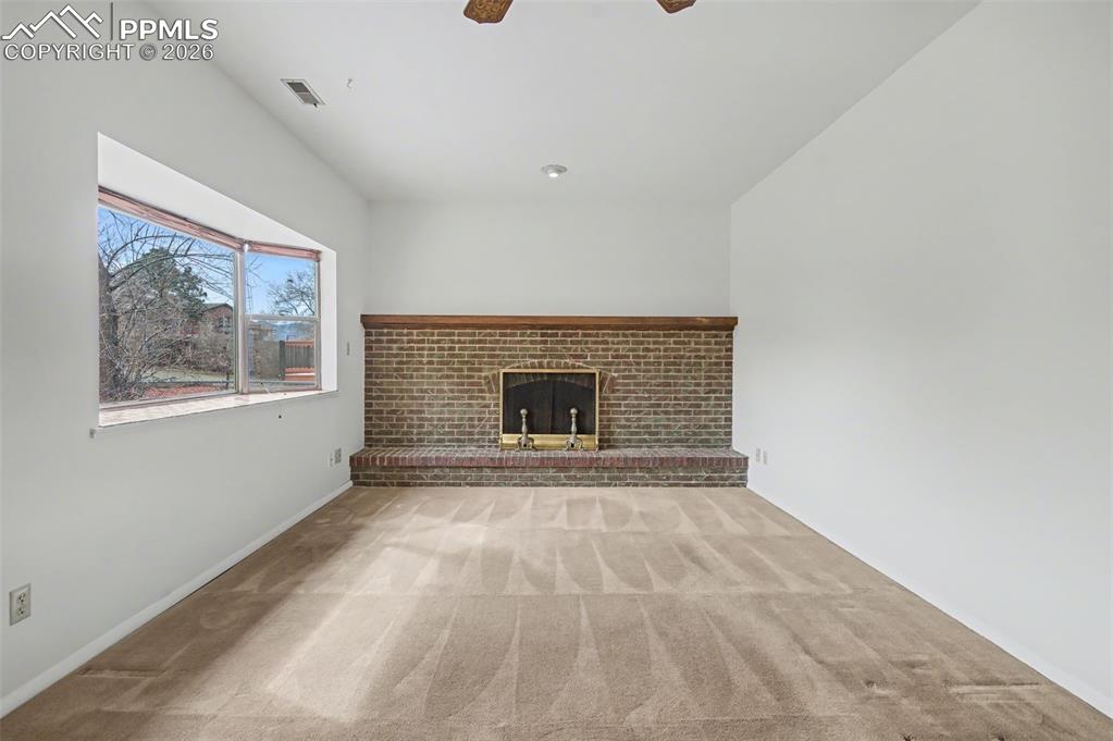 Wood burning fireplace