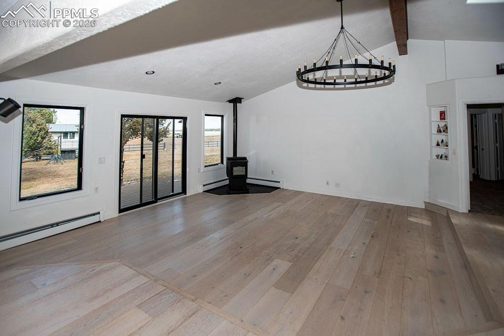 Living Room View From Kitchen. Built-in Display Shelves
