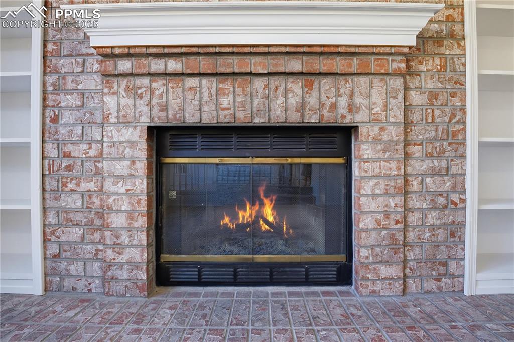 Detailed view of a fireplace