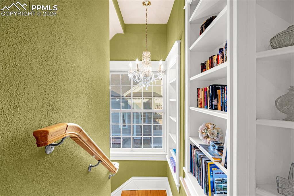 Built-in Bookshelves at top of staircase