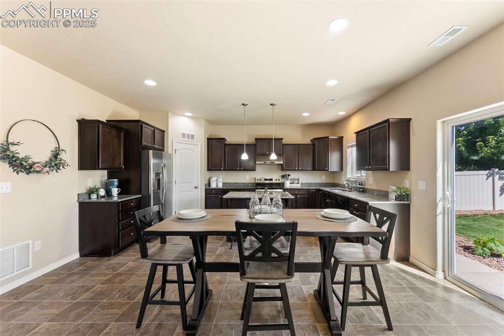 Open concept kitchen and dining 