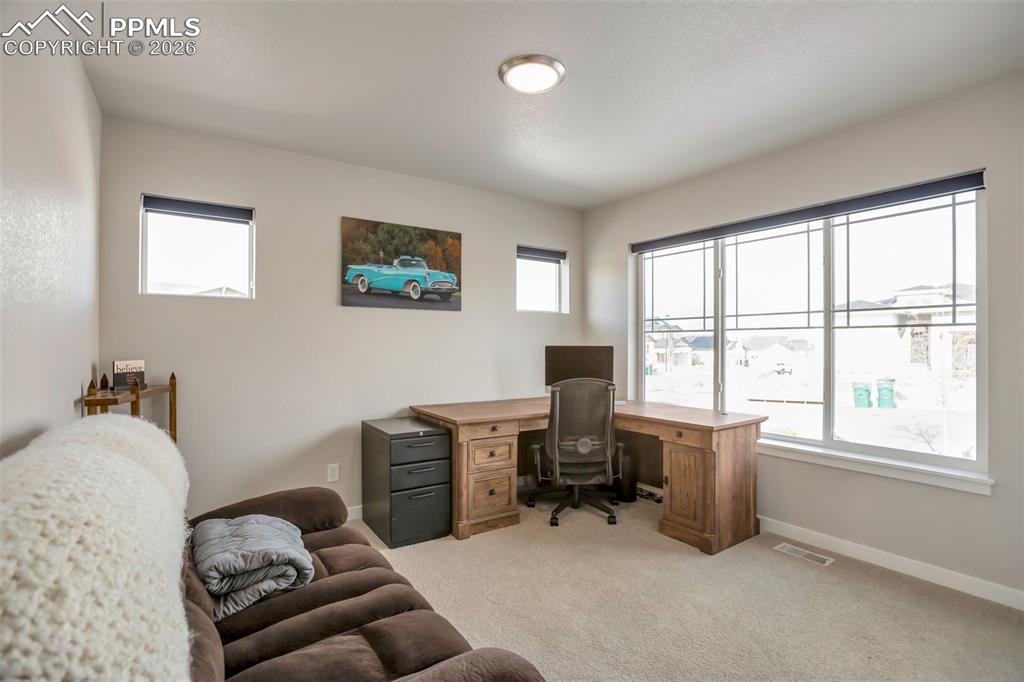 Bedroom #2 Main Level, to the right as you walk in the front door of home, closet is on the right in this photo.