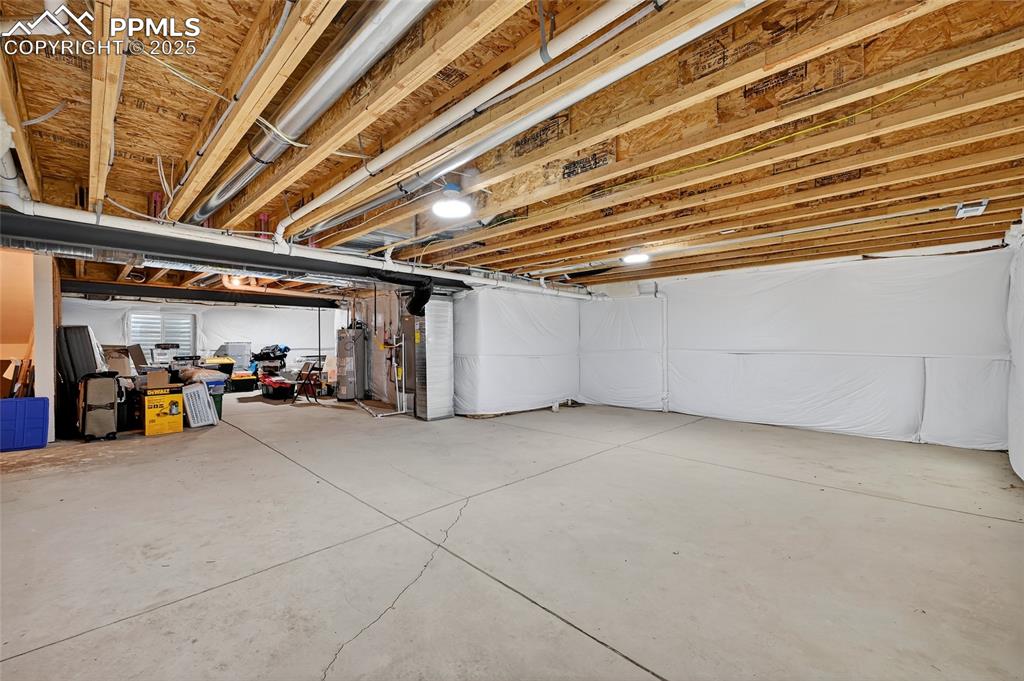 Unfinished below grade area with gas water heater