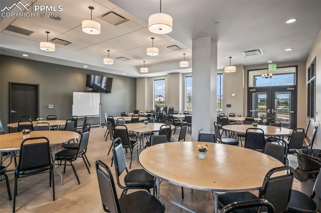 Dining room featuring recessed lighting