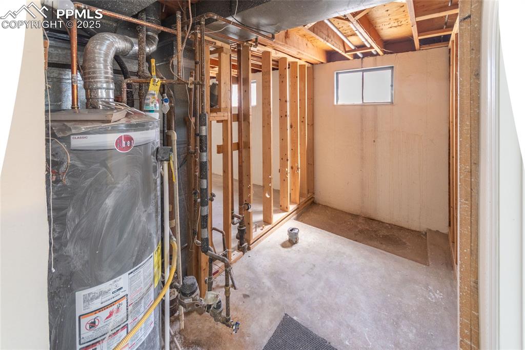 Basement with water heater