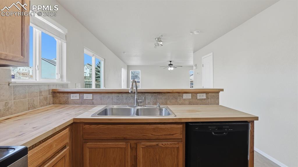 The Kitchen overlooks the Dining Area making it simple for food service and clean up.