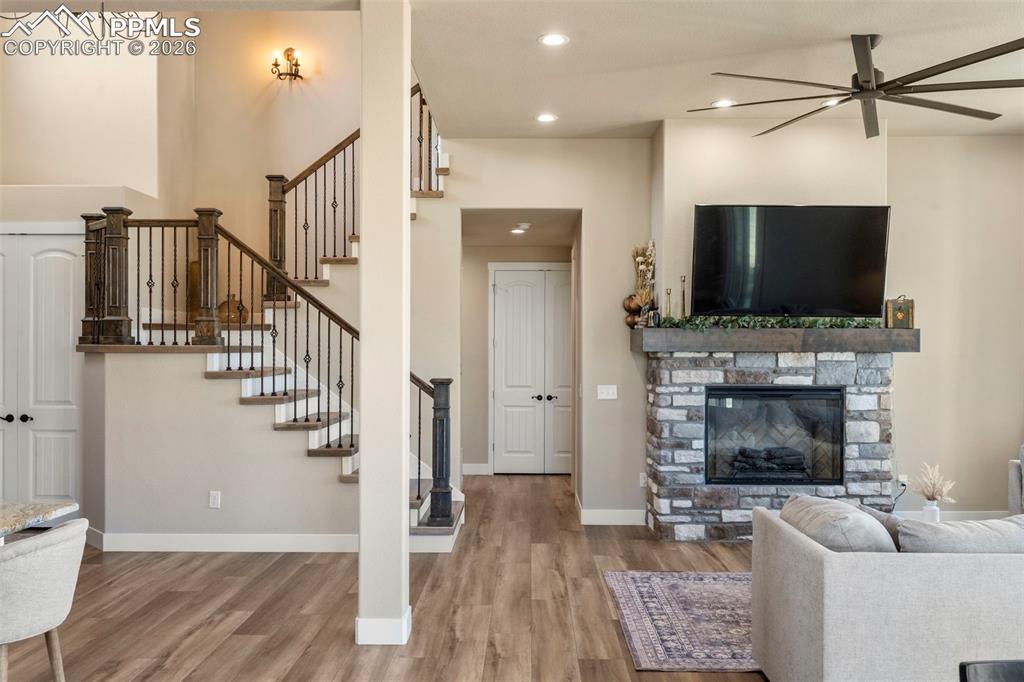 Beautiful upgraded staircase railing and luxury vinyl treads