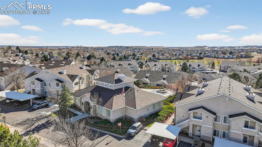 Ariel View of Club House, Condo Unit (to Left of Club House) and Covered Parking Space in Front 