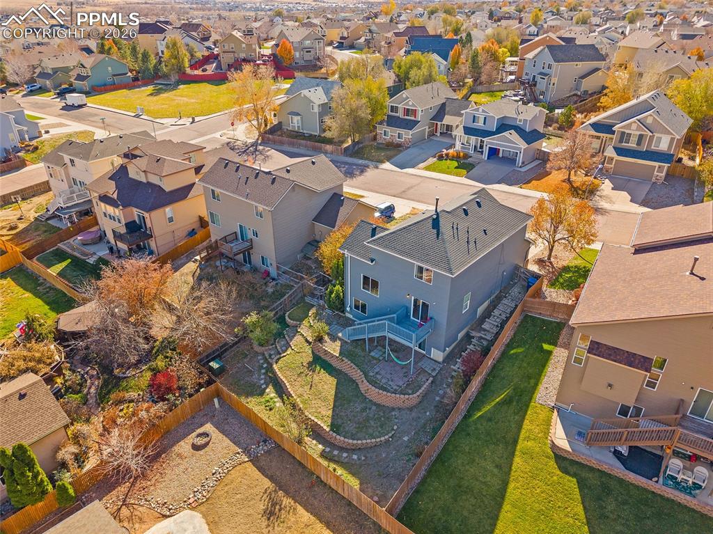 Aerial view of the back of the house