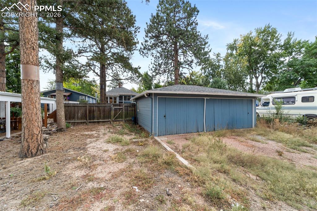 Front of the garage and alley access