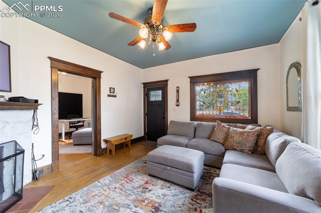 View of the front entry and more beautiful glass