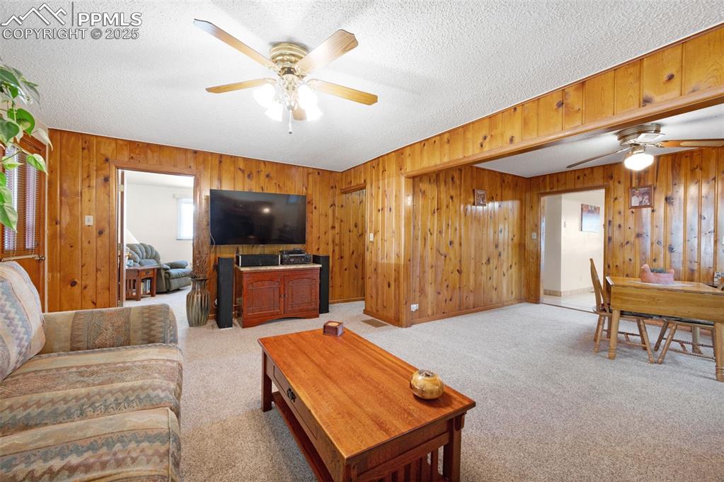 Living room, beautiful knotty pine walls