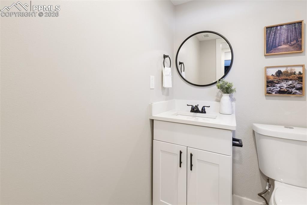 Lower level powder room