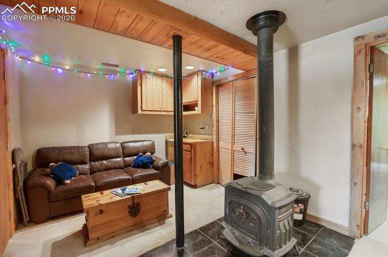 Living area with a wood stove