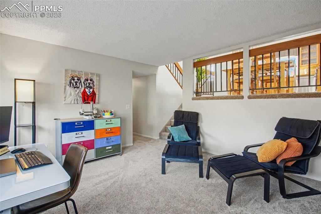 Family room with view into dining area