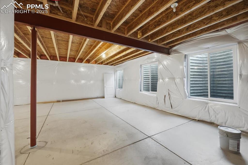 View of unfinished basement