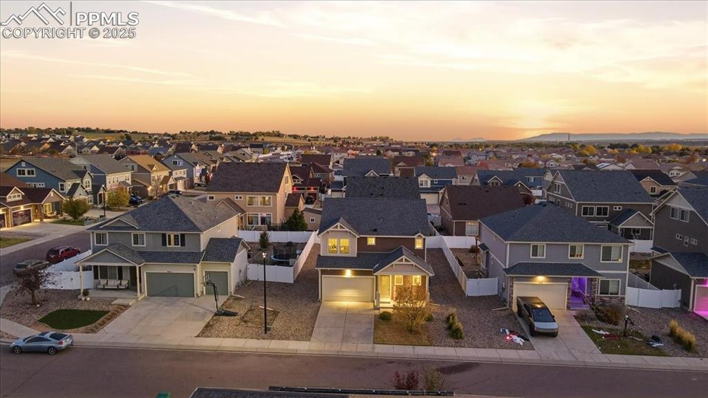 Aerial perspective of suburban area