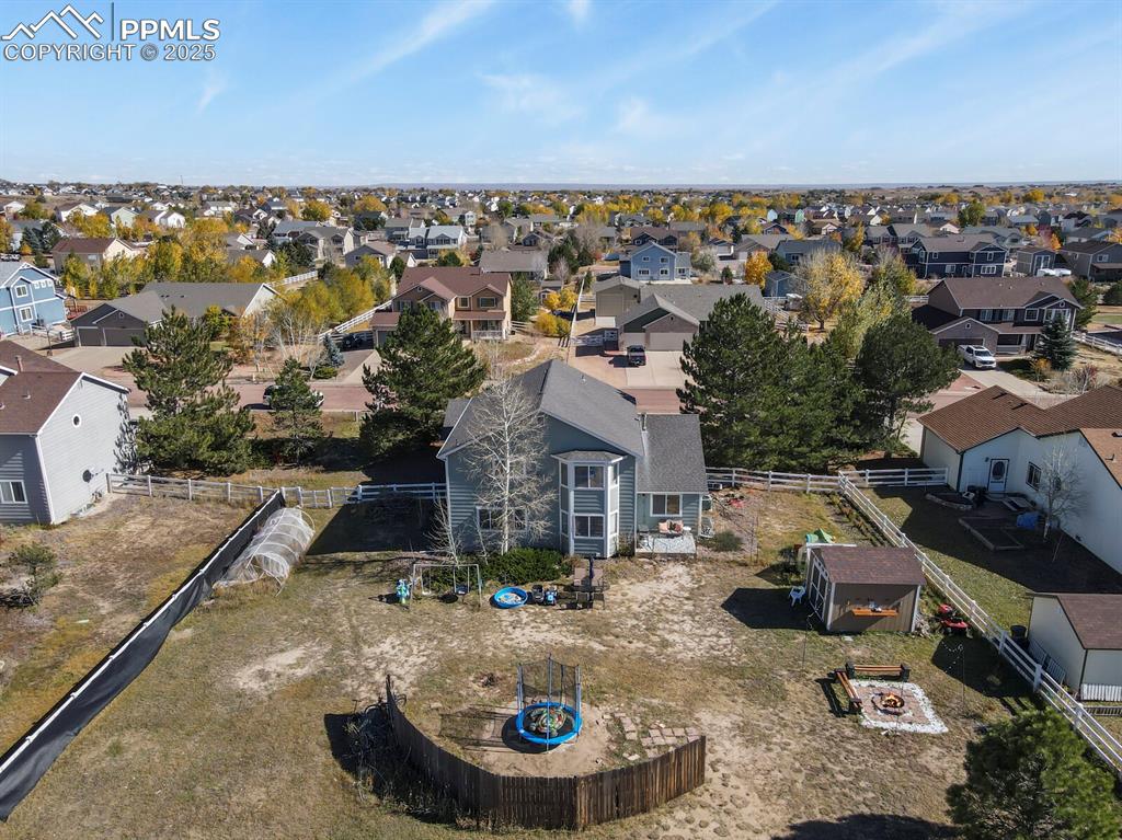 Aerial view of residential area