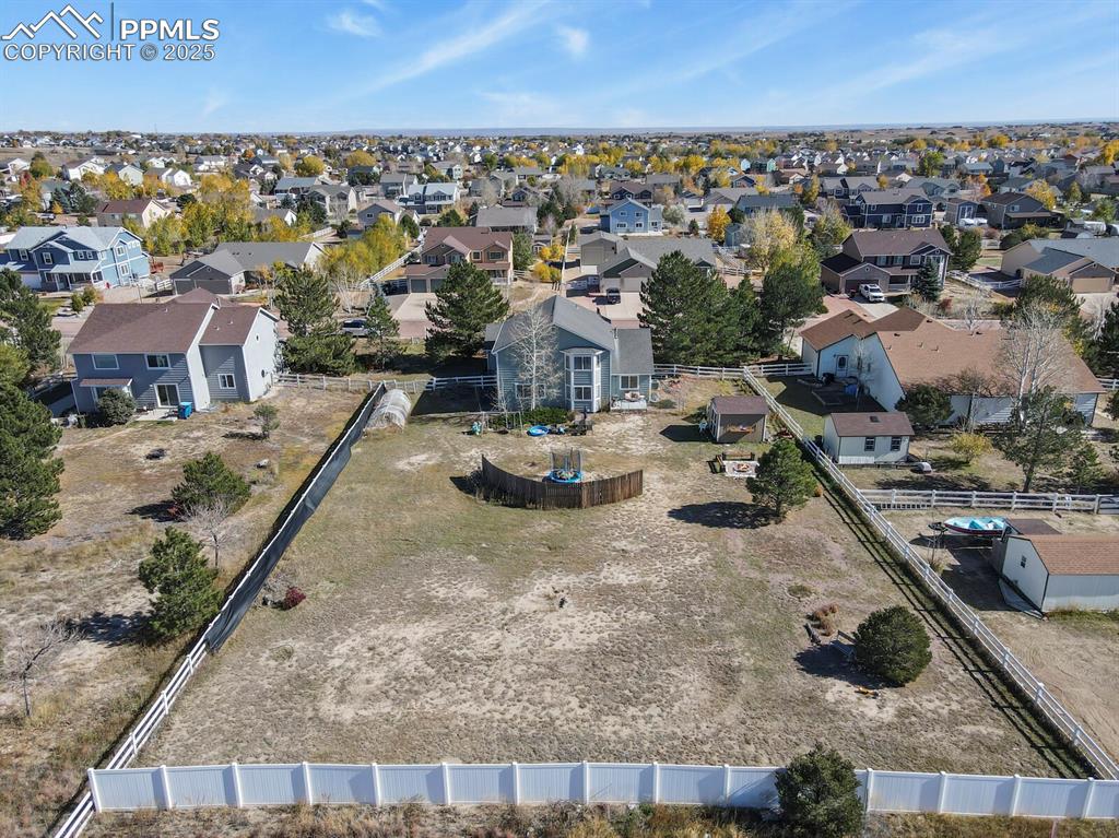 Aerial perspective of suburban area
