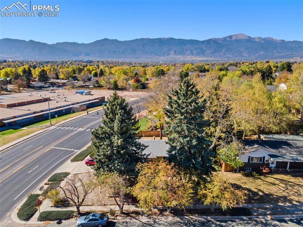 Aerial view of a mountainous background
