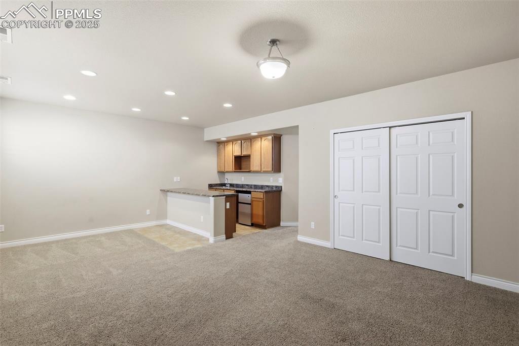 Great Room in Basement Level with Wet Bar