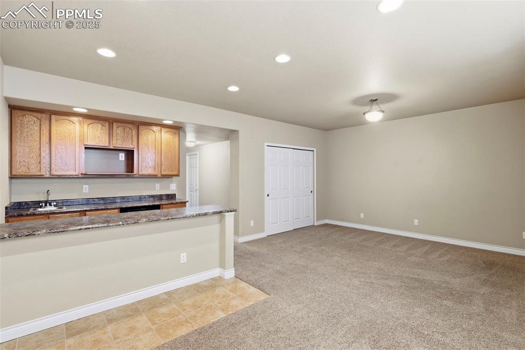 Great Room in Basement Level with Wet Bar