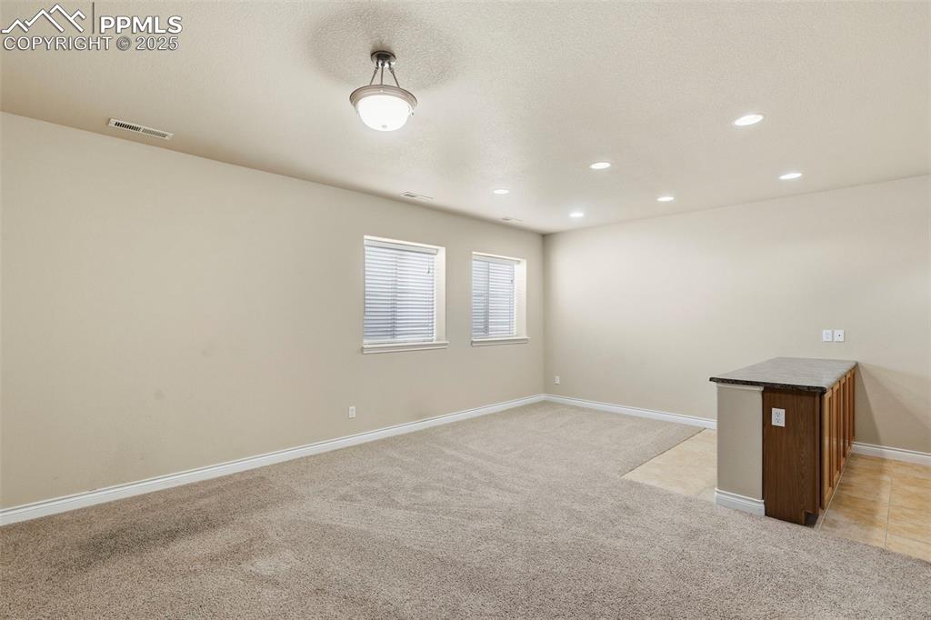 Great Room in Basement Level with Wet Bar