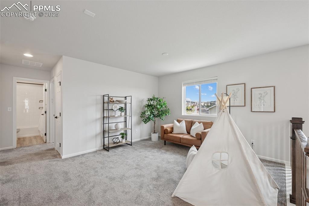 Rec room featuring carpet