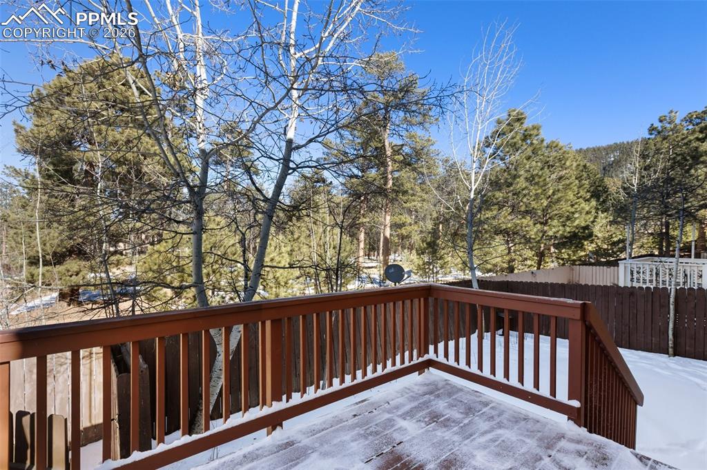 View of snow covered deck