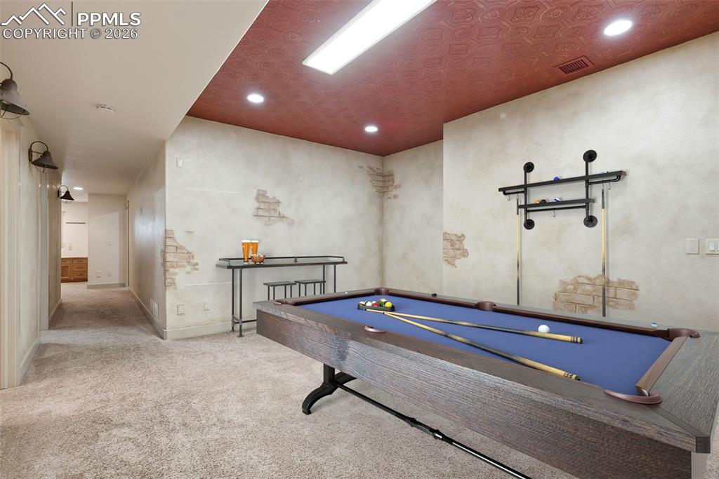 Game room featuring pool table