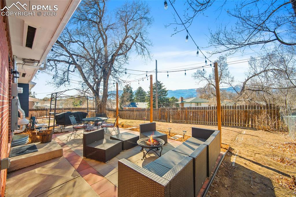 Back patio with great mountain views.