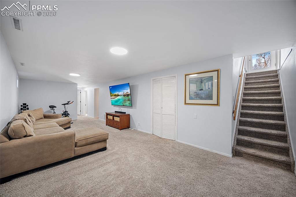 Large lower level family room.