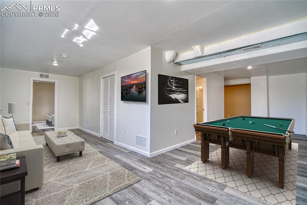 Family Room in basement - staged