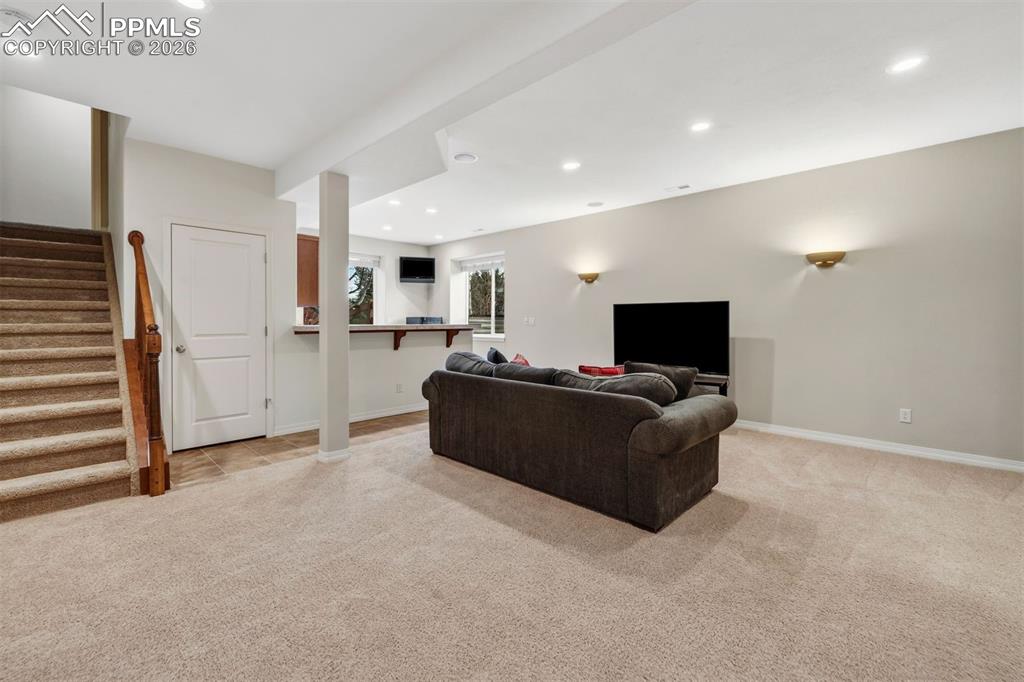 Extended entertaining in the basement area