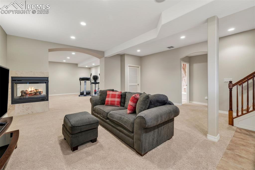 Another gas fireplace makes the basement warm and cozy