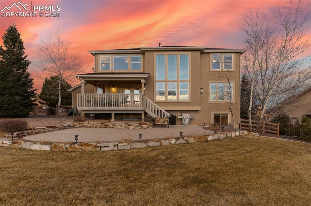 The large fanced backyard is perfect for your furry friends